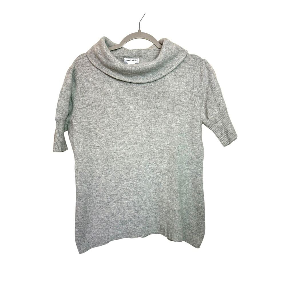 Deane & White Gray Wool Rabbit Hair Blend Cowl Neck Short Puff Sleeve Sweater XL